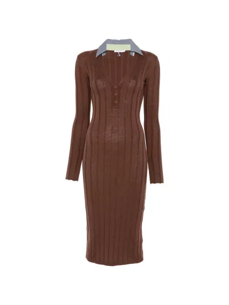 Gulerat rochie midi Patrizia Pepe tricotate maro