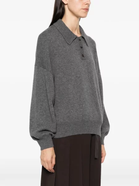 Gulerat tricou polo Lisa Yang gri