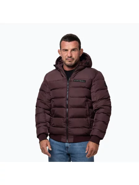 Мъжко зимно яке Pitbull Dillon Quilted Hooded burgundy винено червено