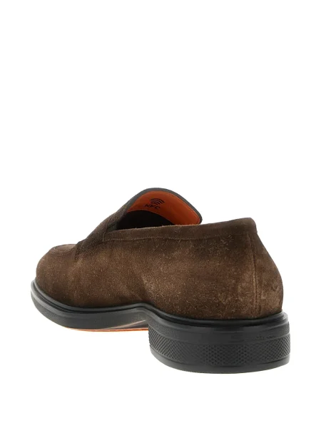 Pantofi loafer Santoni din piele de căprioară maro