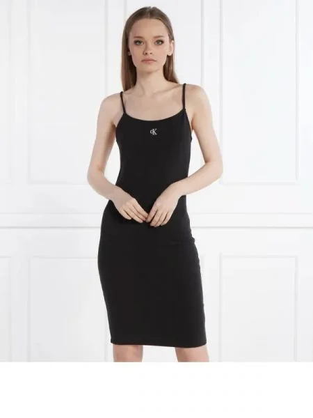 CALVIN KLEIN JEANS Ruha SLUB RIB fekete