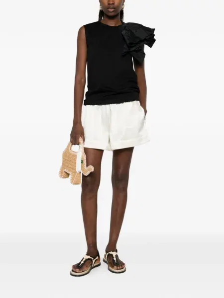 Top Max Mara fără mâneci cu volane negru