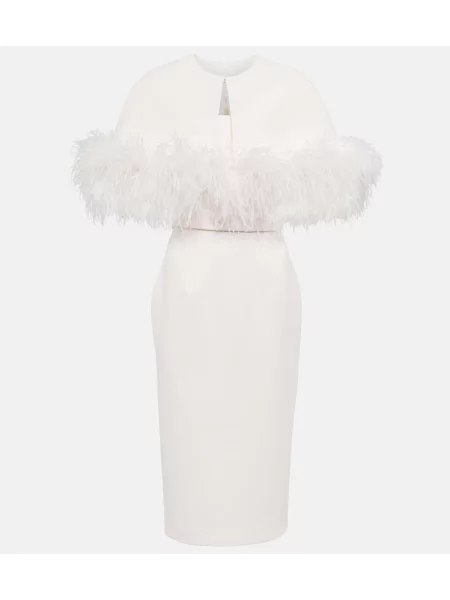 Sukienka midi Safiyaa w piórka do kolan garniturowa biała