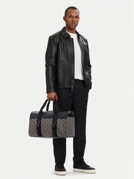 Calvin Klein Torba za vikend Mixed Emblem Aop Bež rjava