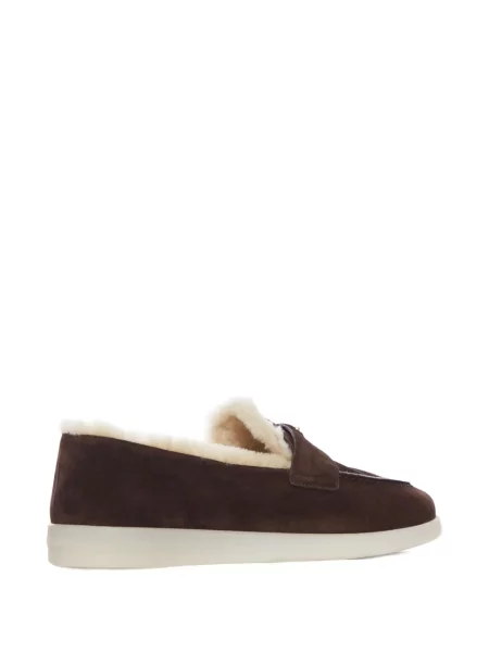 Pantofi loafer Prada din piele de căprioară maro