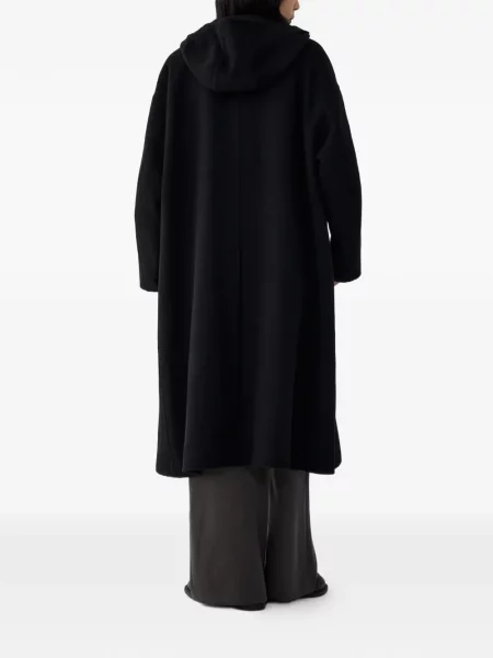 Vlněný kabát Tomboy s kapucí černý