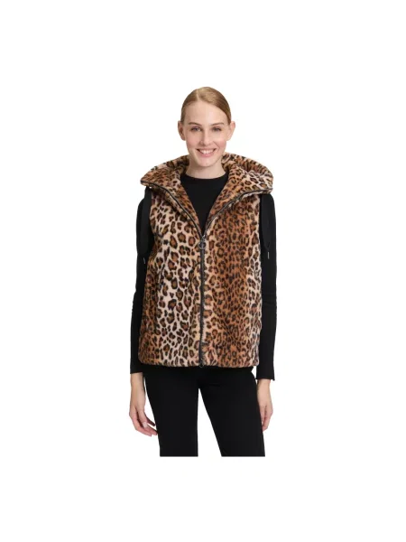 Kamizelka Betty Barclay z kapturem z nadrukiem z nadrukiem zwierzęcym brązowa