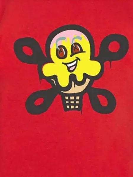 Scurt tricou Icecream cu imagine roșu