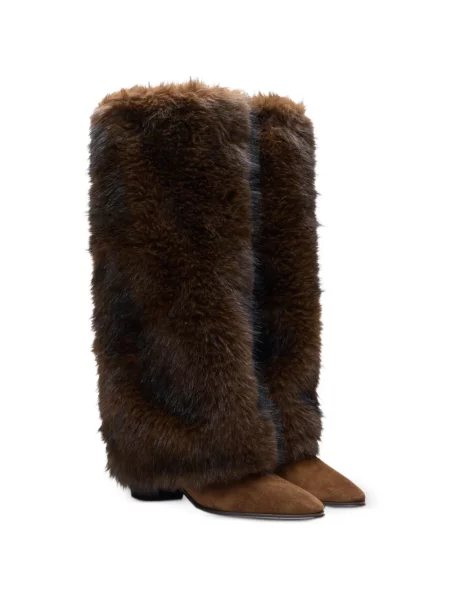Botine Casadei cu blană maro