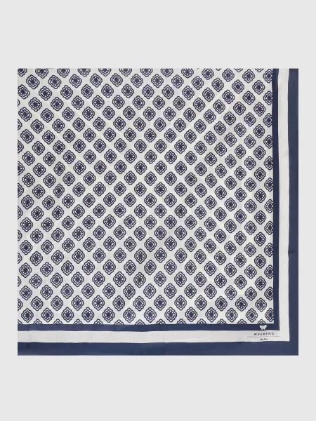 Хустка SARONG із шовком в брендовий принт Max Mara Weekend синя