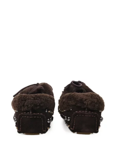 Loafers Strategia Shoes με καρφιά από δέρμα προβάτου καφέ