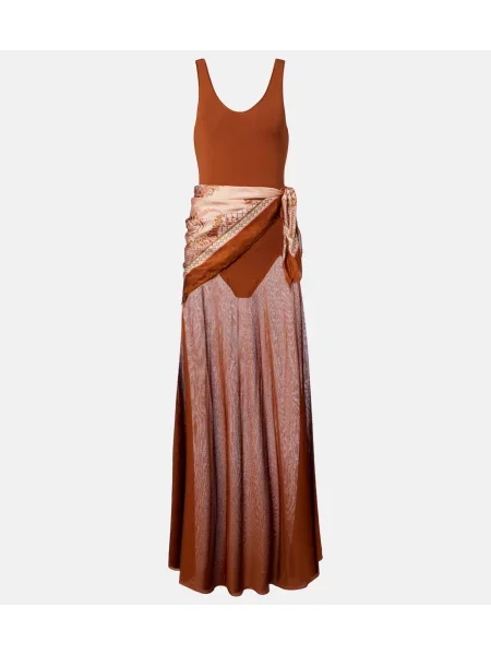 Rochie maxi Zimmermann de mătase maro