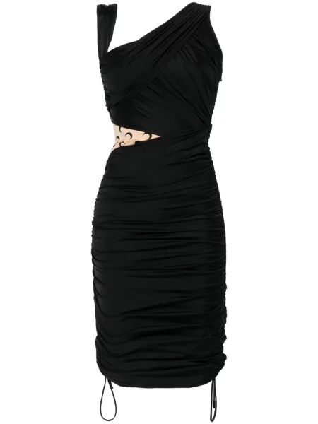 Rochie midi Marine Serre din jerseu drapată până la genunchi negru