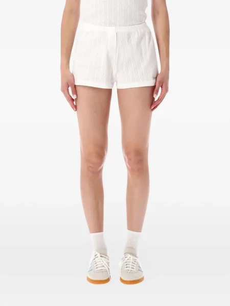 Pantaloni scurți Sporty & Rich tricotate cu autograf alb