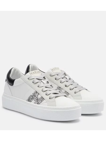 Sneakerși Hogan din piele cu platformă alb
