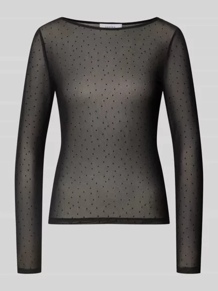 Bluzka z długim rękawem o kroju slim fit z wzór w kropki model OKTOBER' Comma czarna