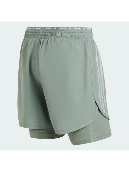 Pruhované běžecké krátké kraťasy Adidas zelené