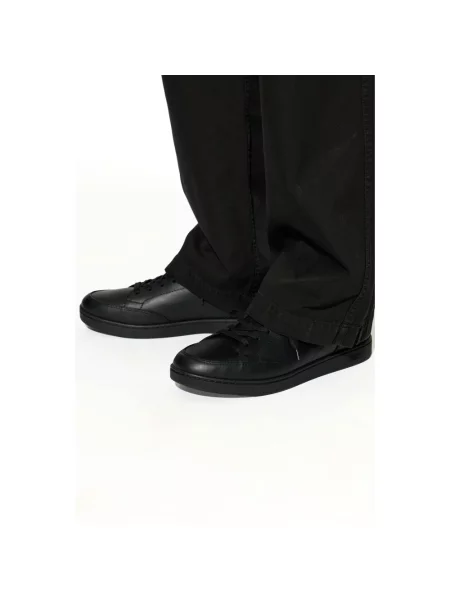 Sneakersy Burberry skórzane w kratę czarne