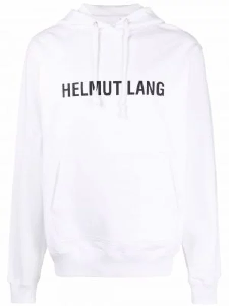 Hanorac cu glugă Helmut Lang cu imagine alb