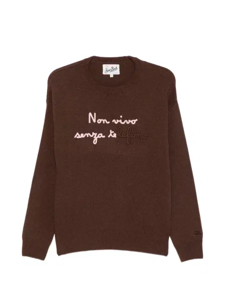 Pulover Mc2 Saint Barth cu broderie maro