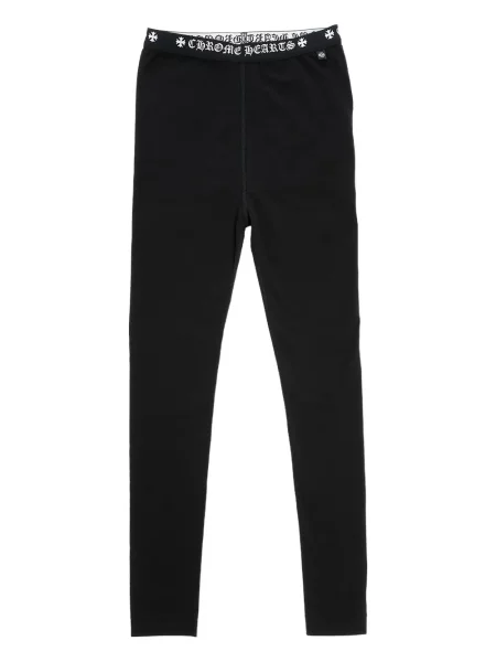 Leggings Chrome Hearts cu motiv cu inimi negru