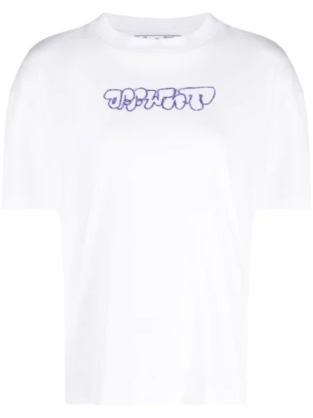 Tricou Off-white cu broderie