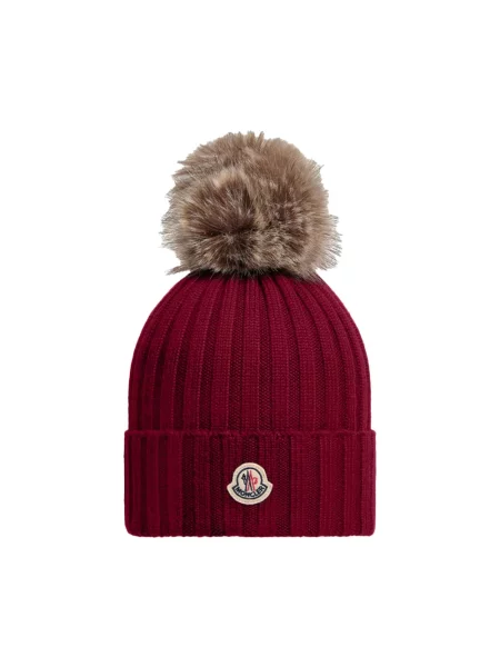 Czapka Moncler wełniana różowa