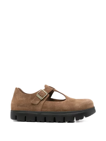 Pantofi cu toc Birkenstock cu cataramă cu bretele maro