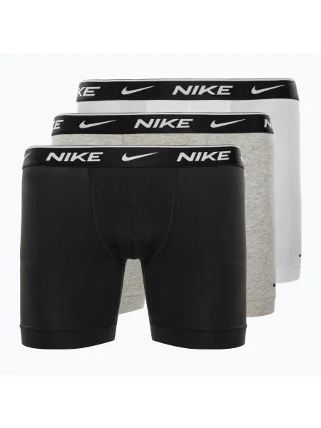 Chiloți de boxeri Nike Everyday Cotton Stretch Boxer Brief pentru bărbați alb/gri Heather / negru alb