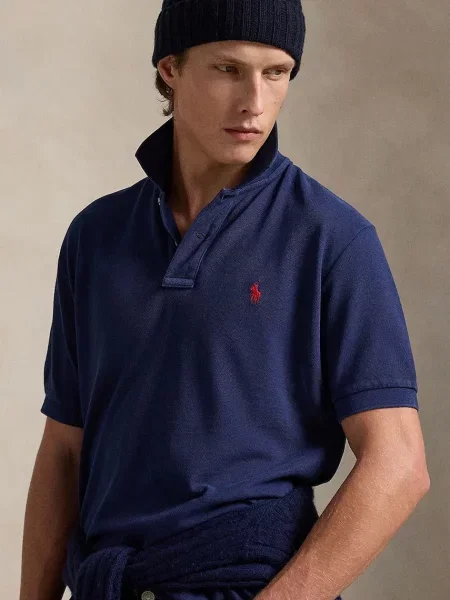 Однотонное поло Polo Ralph Lauren синее