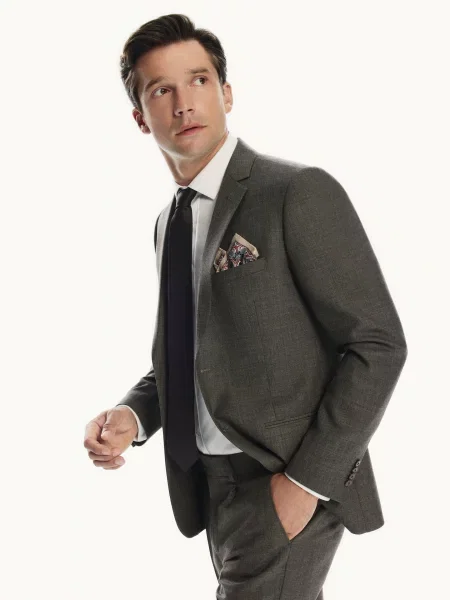 Reserved Піджак з вовни slim fit темно коричневий