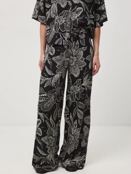 Medicine Παντελόνι wide leg γυναικείο με πρόσμιξη λινού μαύρο