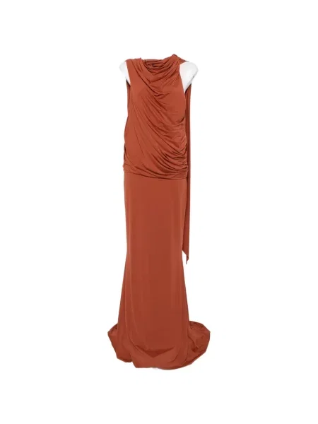 Rochie maxi De La Vali din jerseu drapată maro