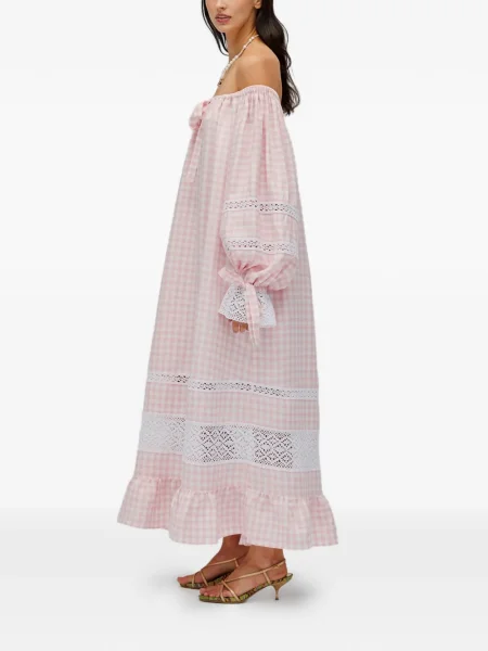 Rochie maxi Sleeper din dantelă de costum roz