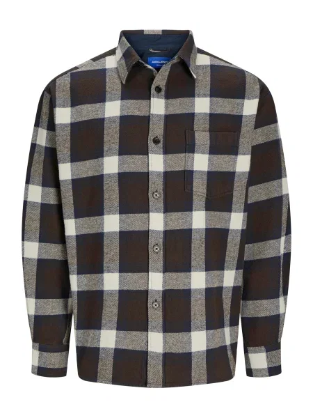 JACK & JONES Košile JWHFREDERIKSBERG režná / marine / čokoládová modrá