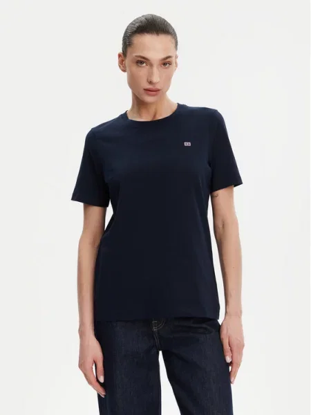 T-shirt z czystej bawełny granatowa