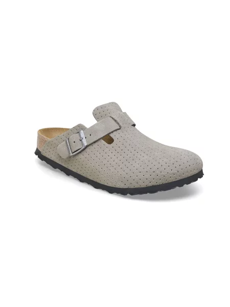 Birkenstock Boston BS Suede Embossed Regular Fit Grey Unisex Sandały Birkenstock Size: szary