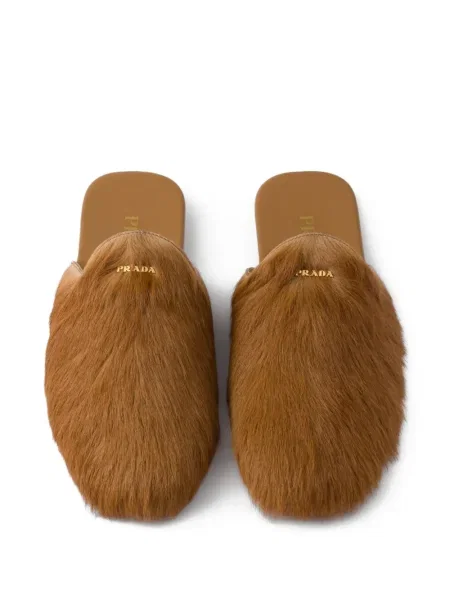 Papuci tip mules Prada din piele slip-on maro