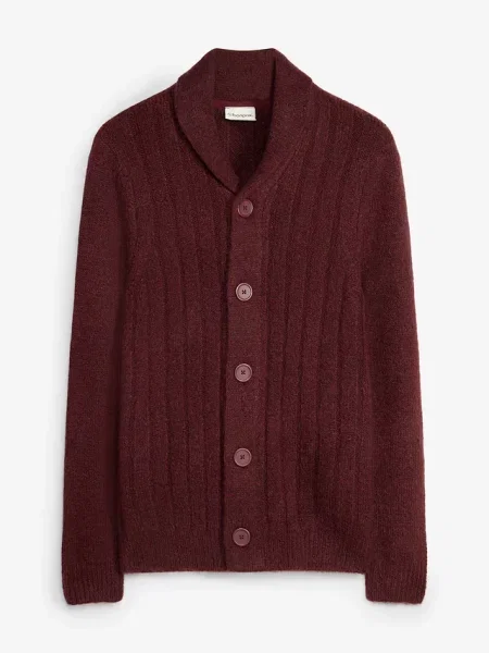 Sweter rozpinany w prążkowany wzór czerwony