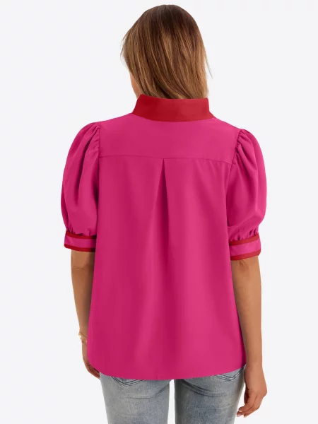 Imily Bluza temno roza / rdeča bela