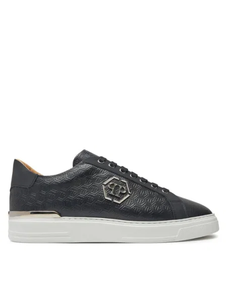 Кожени маратонки Philipp Plein Nappa Lo-Top Monogram 02 черно