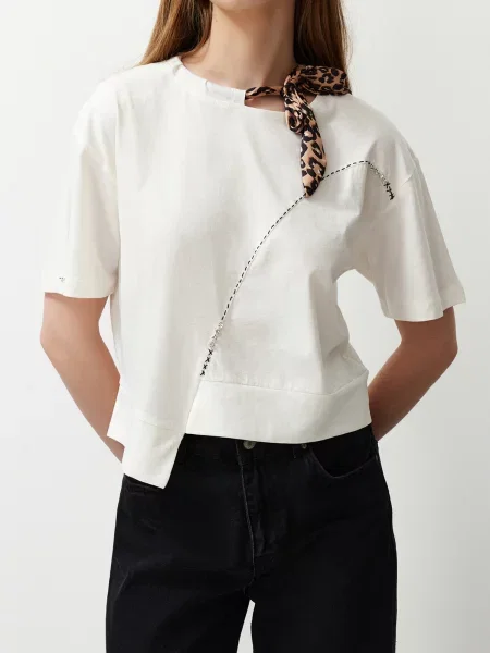 Trendyol Tricou maro / negru alb