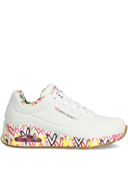Sneakerși Skechers cu imagine cu motiv cu inimi alb