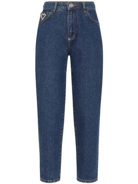 Blugi conici Philipp Plein cu motiv cu inimi conici albastru