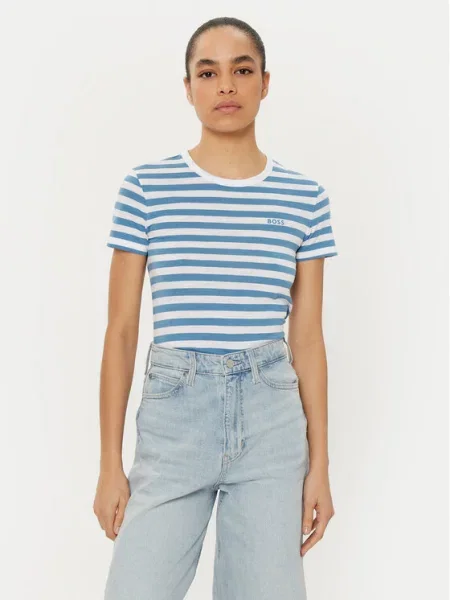 BOSS Majica C_Esla_Striped Regular Fit modra