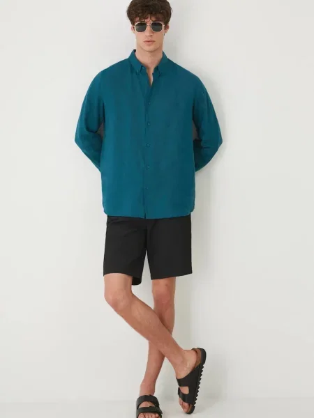 Сорочка з льону Medicine regular комір button-down зелений