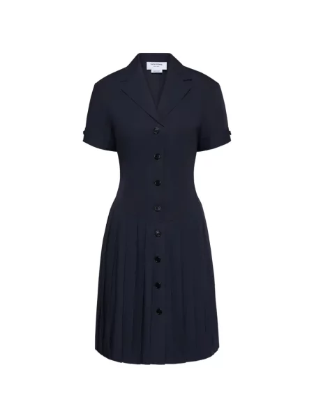 Rochie midi Thom Browne plisată până la genunchi de costum albastru