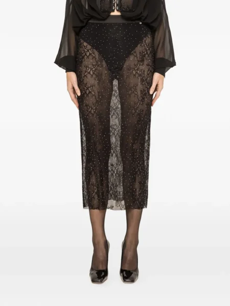 Fusta maxi Nissa din dantelă negru