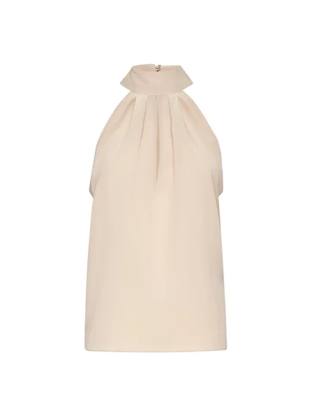 Jedwabny top Philipp Plein z dekoltem halter beżowy