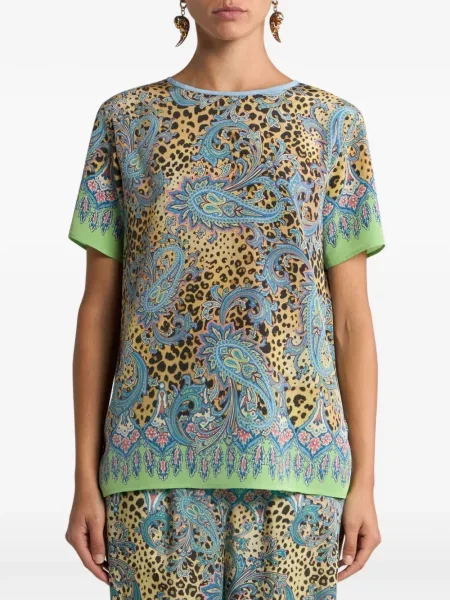 Μεταξωτός τοπ Etro paisley κίτρινο